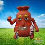 Lachwekkend opblaasfiguur van Abraham met 'Ouwe Zak' en '50 jaar' tekst, ideaal voor verjaardagsfeest.