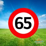 Leeftijdsbanner - verkeersbord 65 jaar