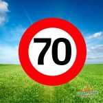 Leeftijdsbanner - verkeersbord 70 jaar