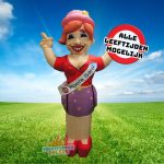 Verras de jarige met deze opvallende feestende vrouw opblaasfiguur van 4 meter hoog! Perfect voor elke leeftijd van 0 tot 99 jaar, compleet met verwisselbare leeftijdsbanner en binnen 5 minuten opgezet in de tuin.