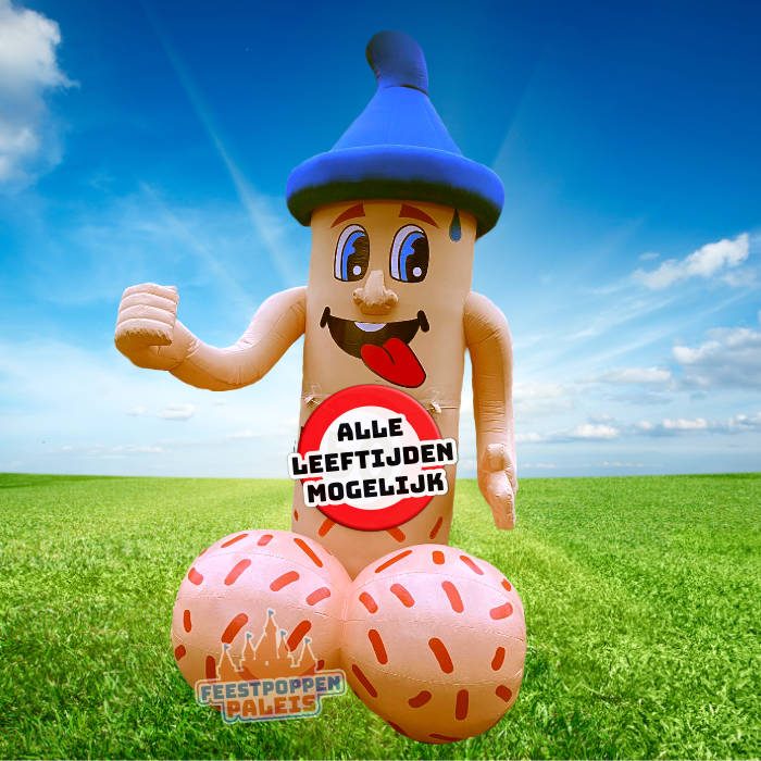 Verras de jarige met deze opvallende ouwe lul opblaasfiguur van 3,5 meter hoog! Perfect voor elke leeftijd van 1 tot 99 jaar, compleet met verwisselbare leeftijdsbanner en binnen 5 minuten opgezet in de tuin of voor de deur.