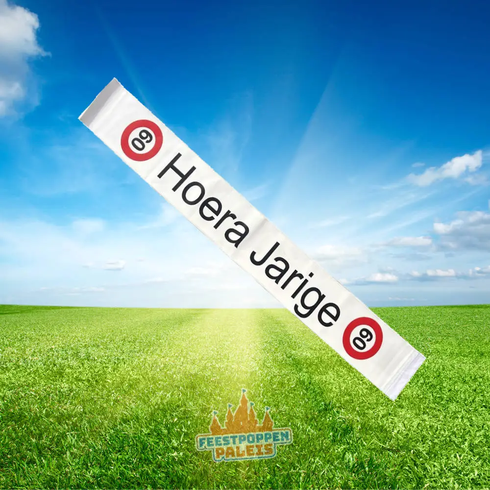 Feestende Vrouw banner - sjerp "HOERA JARIGE 60 jaar"