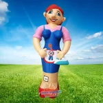 Super Sarah opblaasfiguur 3,5 meter – feestpop huisvrouw 50 jaar met vrolijke uitstraling