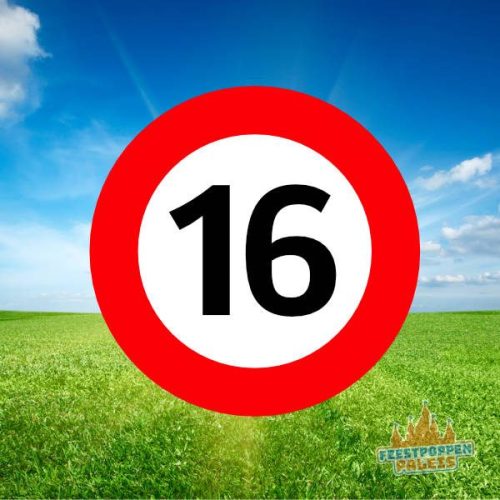 Leeftijdsbanner - verkeersbord 16 jaar