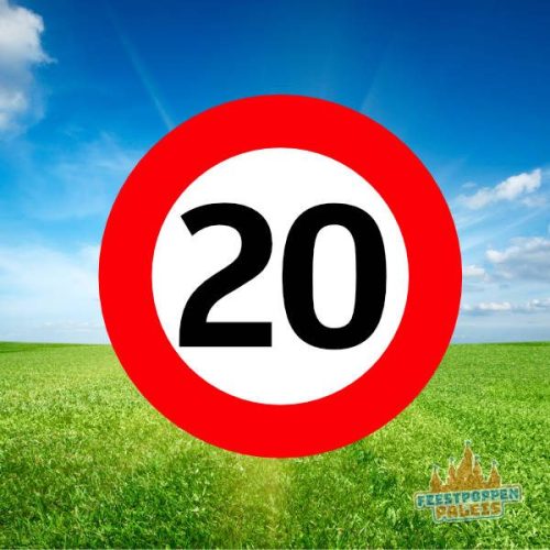 Leeftijdsbanner - verkeersbord 20 jaar