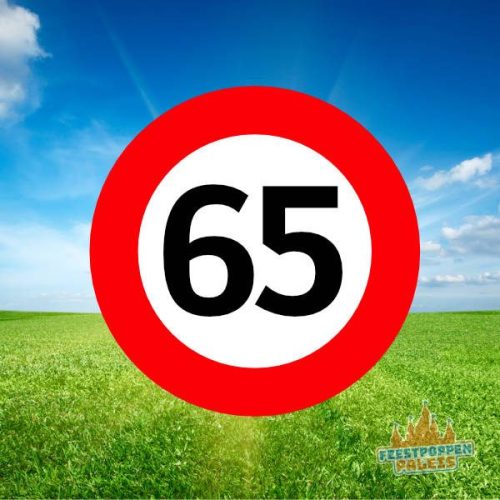 Leeftijdsbanner - verkeersbord 65 jaar
