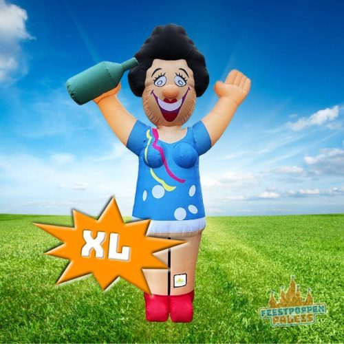 Grote en kleurrijke Party Sarah XL opblaasfiguur, ideaal om te huren voor een feestelijke gelegenheid zoals een verjaardag of jubileum
