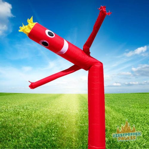 Levendige rode skydancer danst in de wind, beweegt speels en trekt moeiteloos de aandacht op elk evenement. 🔥🎈