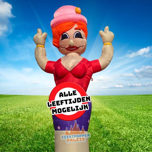 Volledige Skydancer Sarah Feestend van 3,5 meter hoog in grasveld, bewegende opblaasbare Sarah voor verjaardag