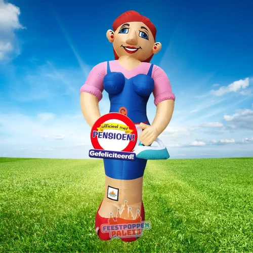 Super pensionaris vrouw - feestpop jarige huisvrouw verpleegkundige zorg superwoman - 3,5 meter