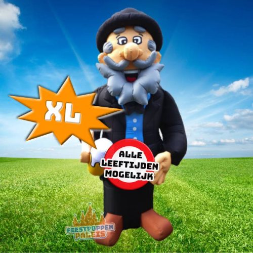 Vier je jubileum of verjaardag op een feestelijke manier met deze XL feestpop van een man met bierpul! Geschikt voor alle leeftijden, deze vrolijke opblaasfiguur is de perfecte toevoeging aan je evenement. Of je nu een 30e, 40e of 50e jubileum viert, deze feestpop zorgt voor een gezellige en humoristische sfeer op je speciale dag!