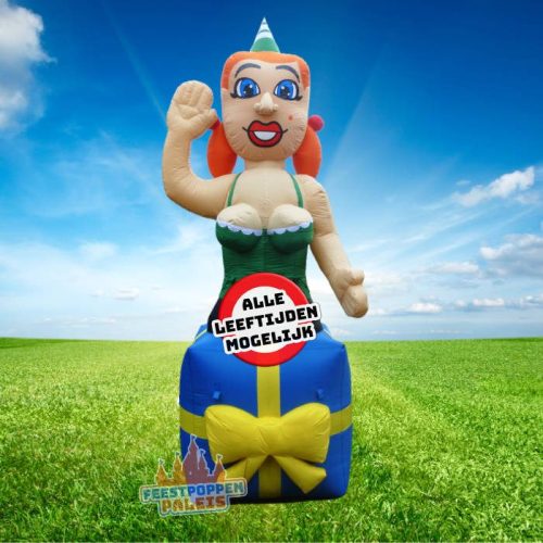 Maak haar verjaardag onvergetelijk met deze hilarische opblaasbare vrouw in cadeau! Of ze nu 40, 50 of 60 wordt, deze 3,5 meter hoge blikvanger zorgt voor een feestelijke sfeer en veel bekijks in de tuin of op het werk.